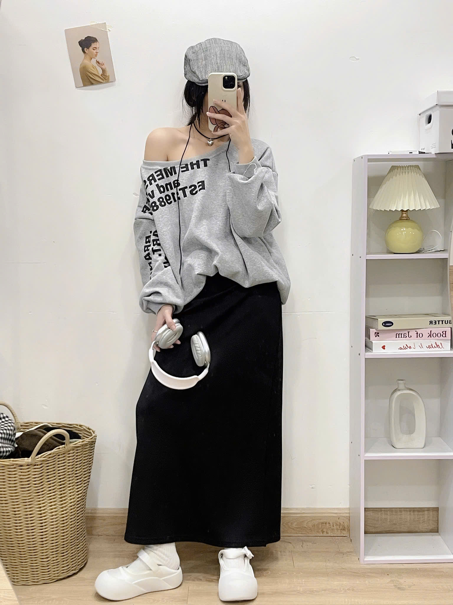  Áo nỉ Sweater lệch vai  AoSweater060