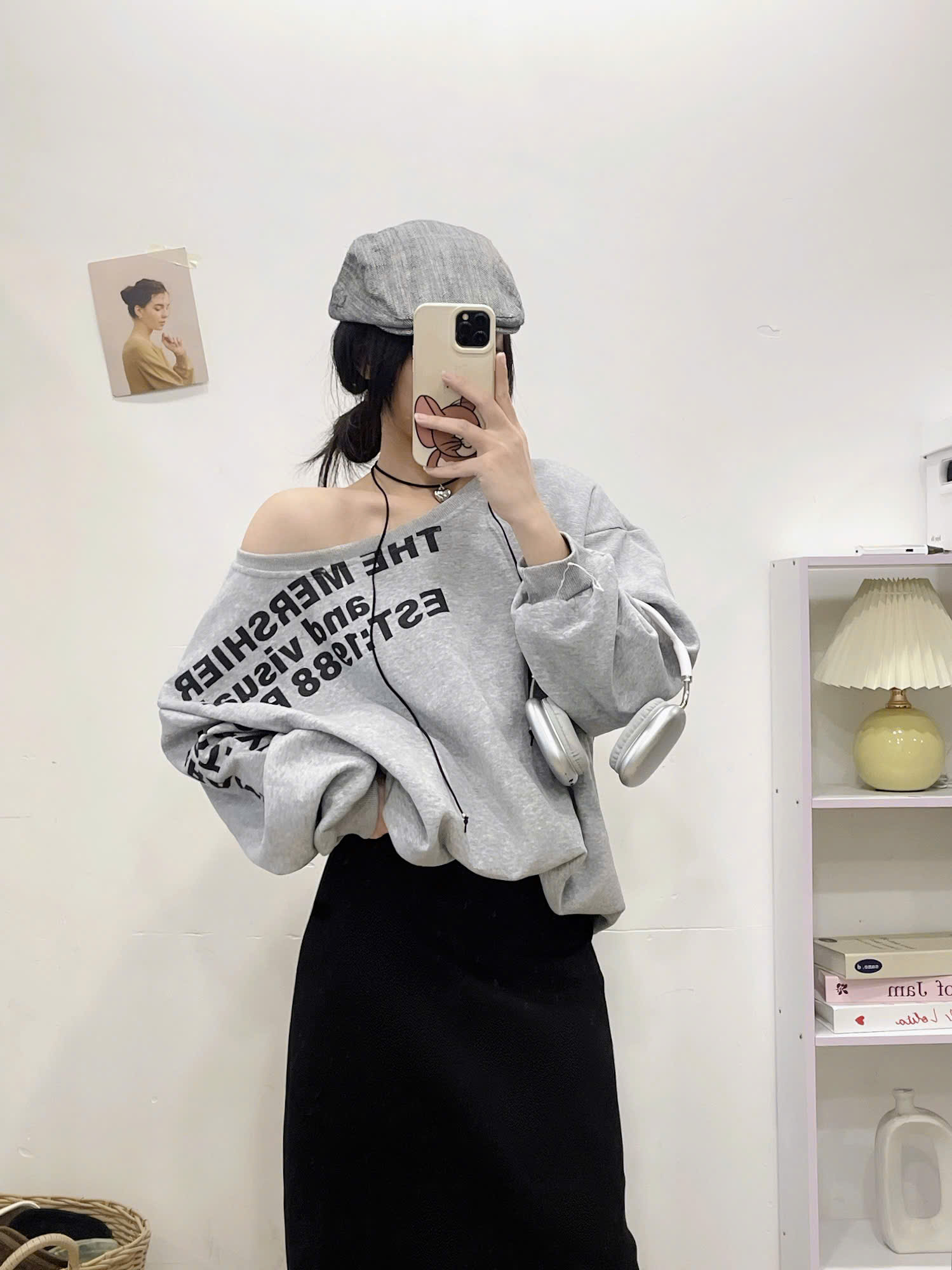  Áo nỉ Sweater lệch vai  AoSweater060