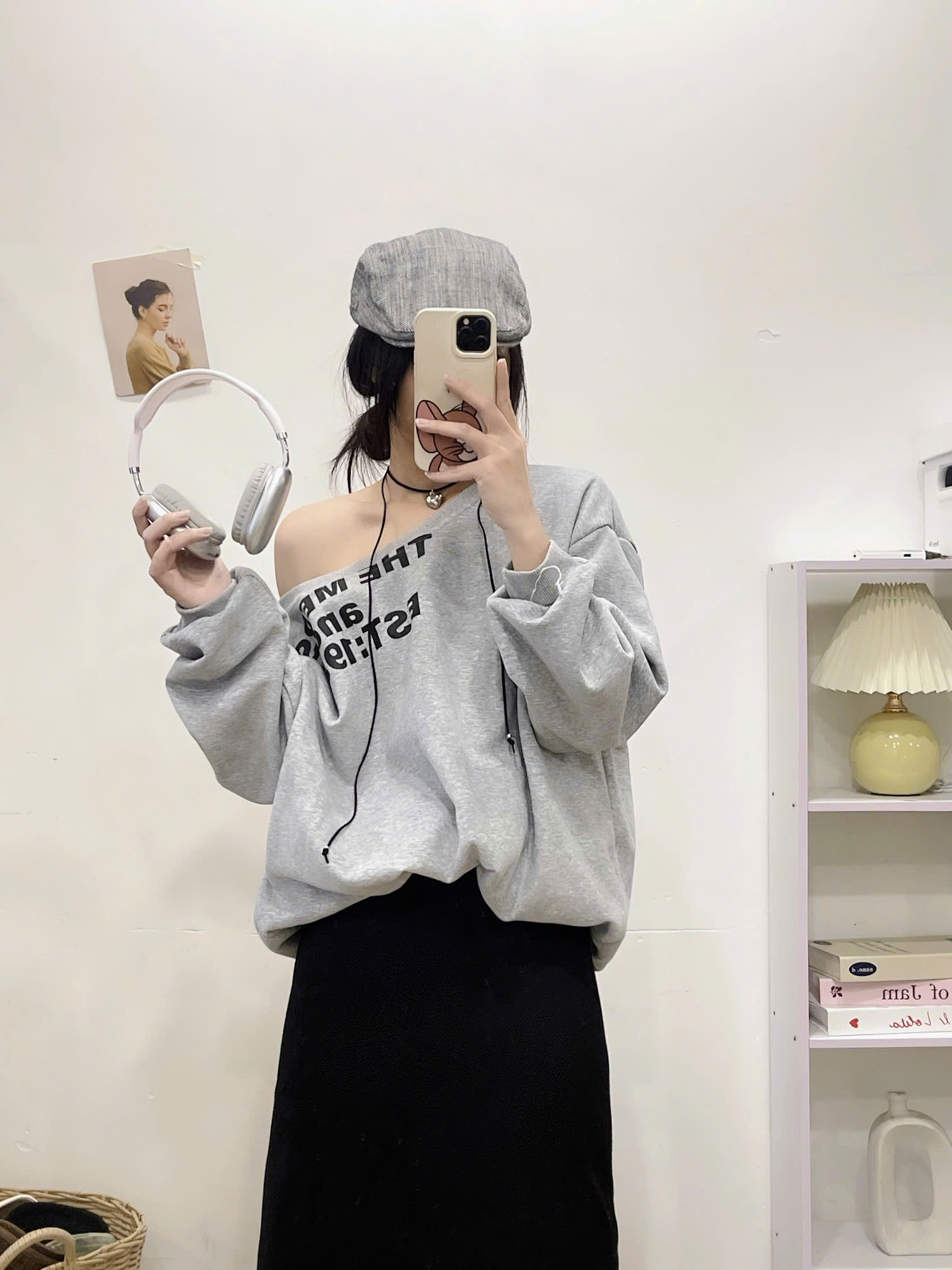  Áo nỉ Sweater lệch vai  AoSweater060