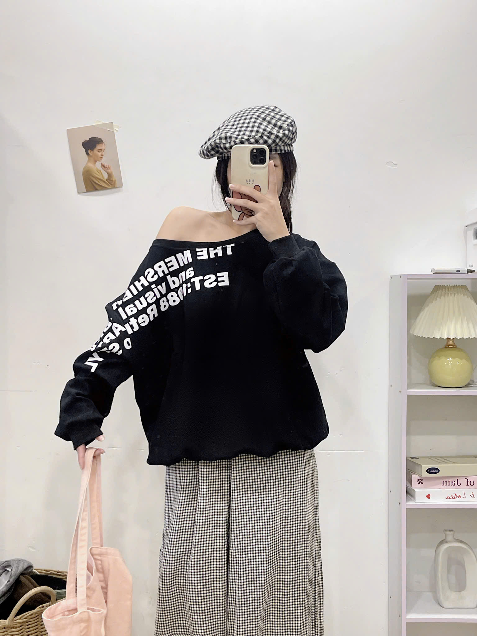  Áo nỉ Sweater lệch vai  AoSweater060