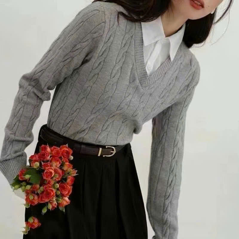 Áo Sweater Dệt Kim  phối cổ Ao50062