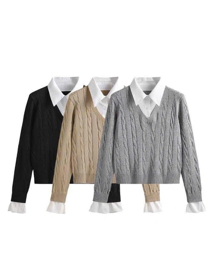 Áo Sweater Dệt Kim  phối cổ Ao50062