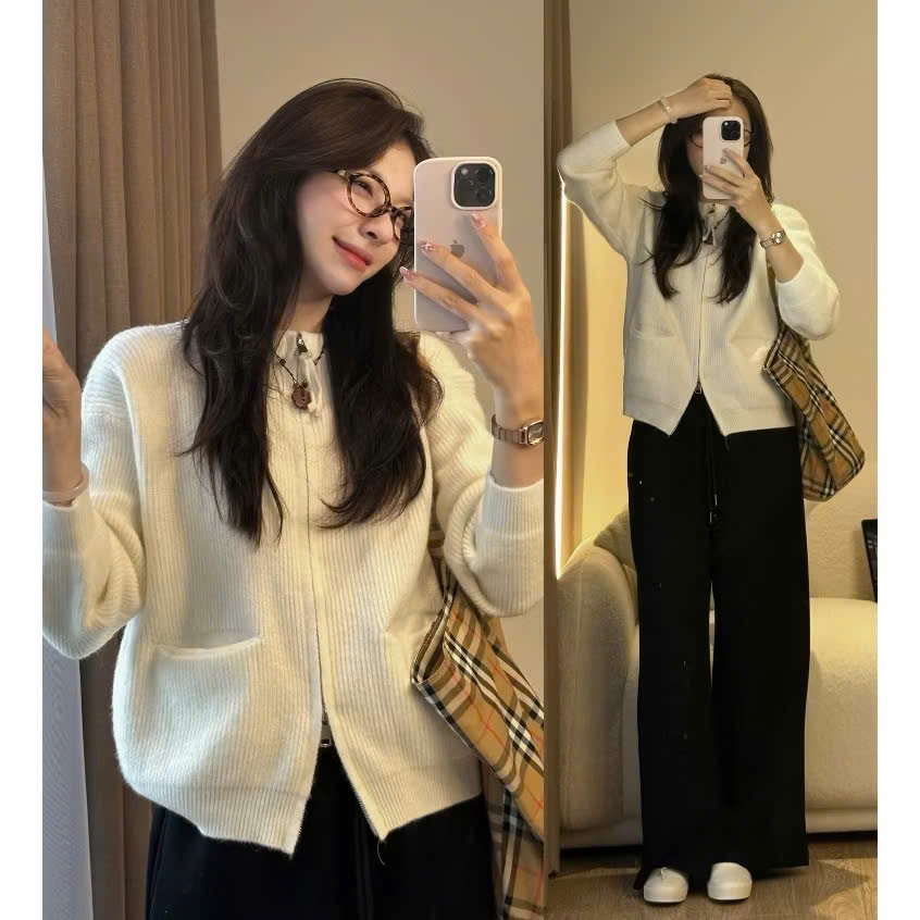 Áo len cardigan khoá zip 2 chiều Lencardigan7703 