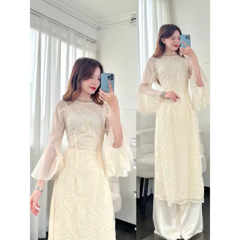 Set áo dài ren hoa Aodai703