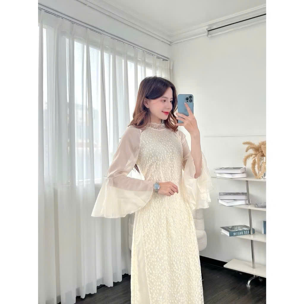 Set áo dài ren hoa Aodai703