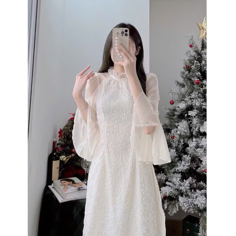 Set áo dài ren hoa Aodai703