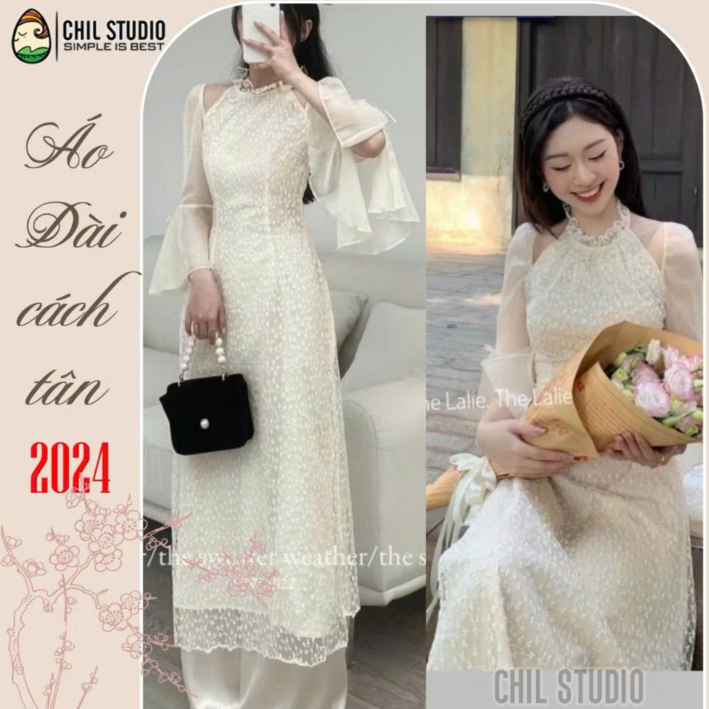 Set áo dài ren hoa Aodai703