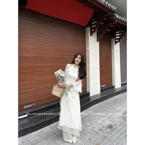 Set áo dài ren hoa Aodai703