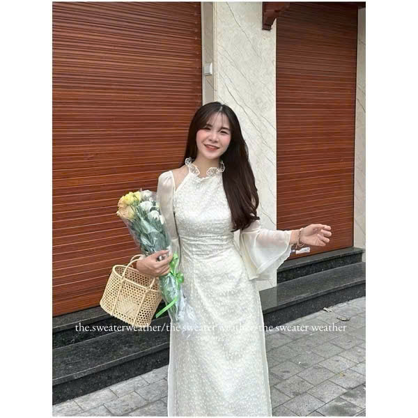 Set áo dài ren hoa Aodai703